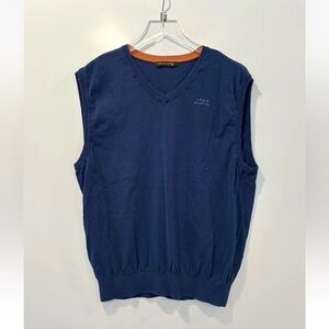 Louis Castel Mens Blue Cotton Blend Golf Vest Logo Size 110 US XL